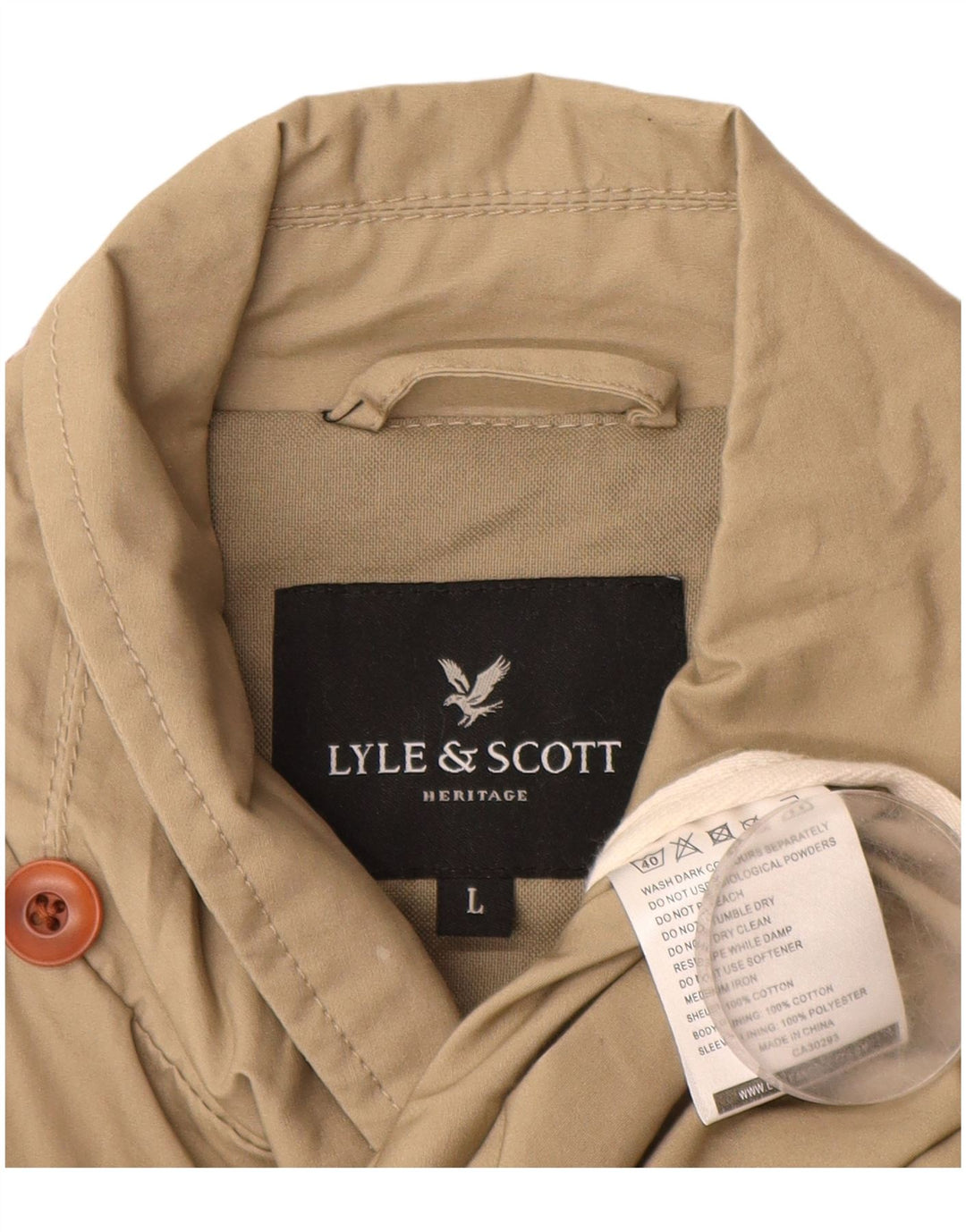 LYLE & SCOTT Mens Utility Jacket UK 40 Large Beige Cotton