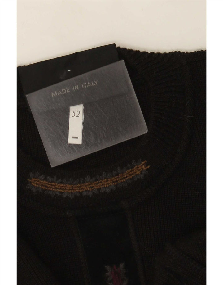 Cobra Mens Crew Neck Jumper Sweater IT 52 Large Black Acrylic