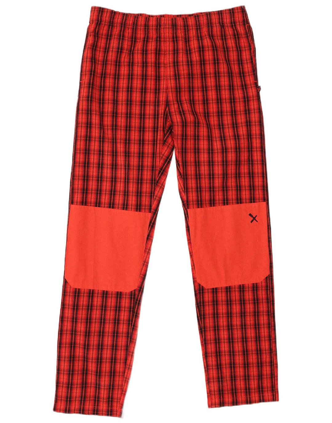 Rock Experience Mens Straight Trousers Medium W32 L32 Red Check Cotton