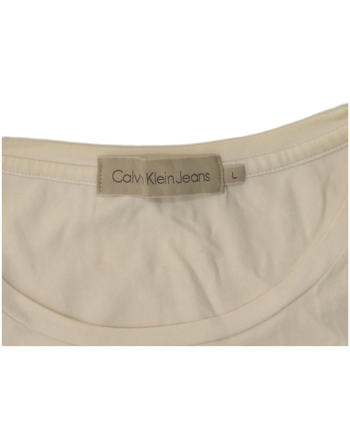 CALVIN KLEIN JEANS Womens Graphic T-Shirt Top UK 14 Large White