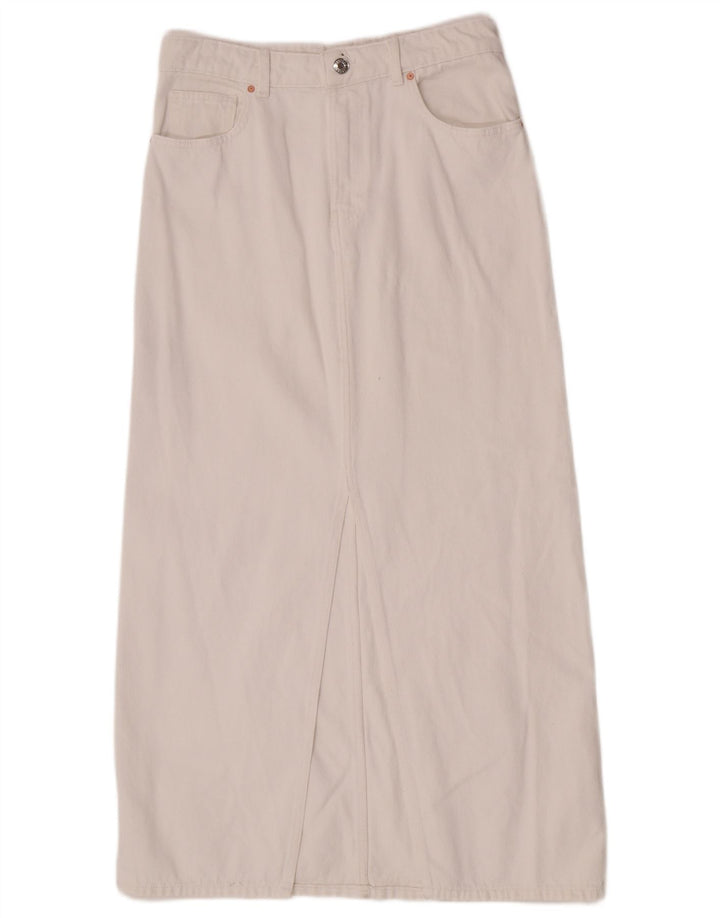 Mango Womens Denim Skirt Medium W30 White Cotton