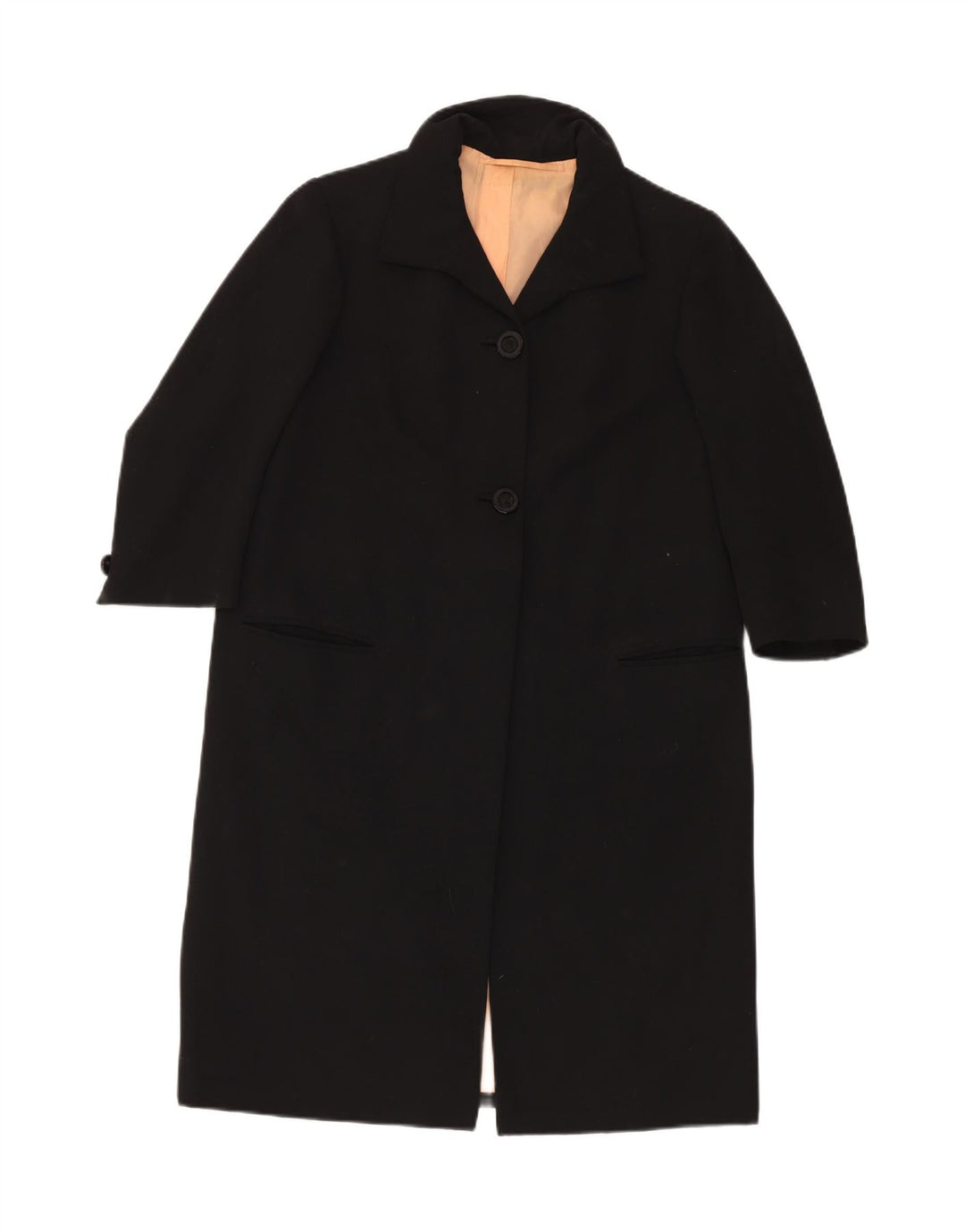 VINTAGE Womens Overcoat UK 10 Small Black