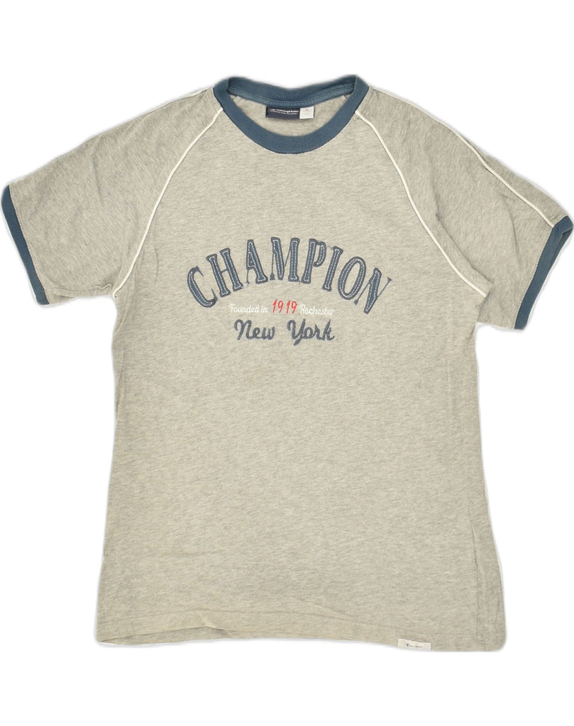 CHAMPION Boys Graphic T-Shirt Top 11-12 Years Large Grey Cotton | Vintage Champion | Thrift | Second-Hand Champion | Used Clothing | Messina Hembry 