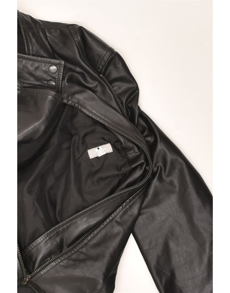 STEFANEL Womens Leather Biker Jacket US 2 XS Black Leather | Vintage Stefanel | Thrift | Second-Hand Stefanel | Used Clothing | Messina Hembry 