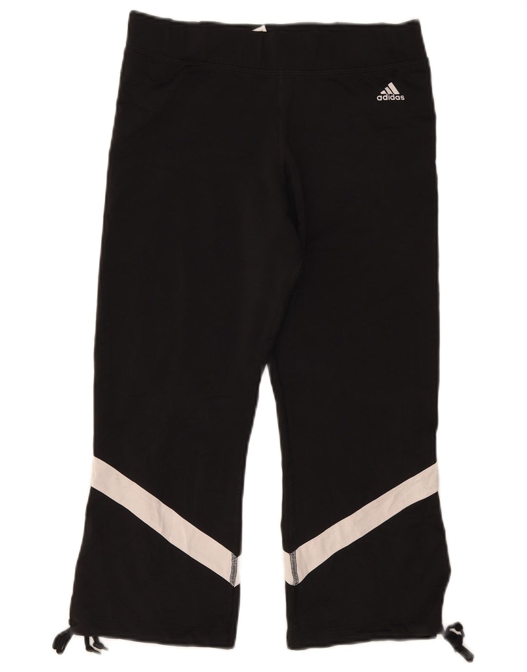 Adidas Womens Capri Leggings UK 14 Large Black Colourblock Polyester