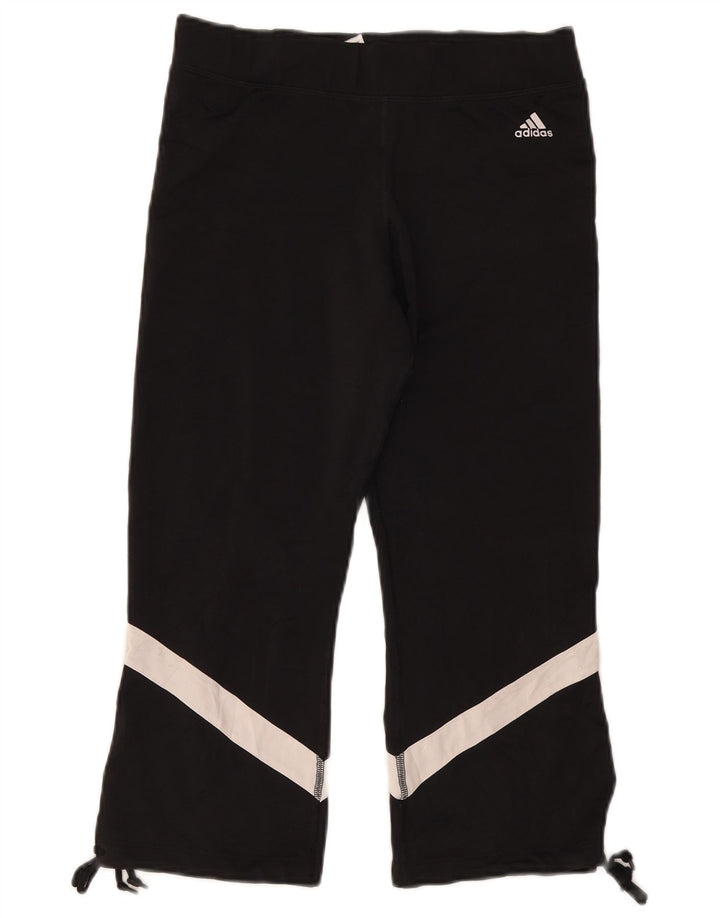Adidas Womens Capri Leggings UK 14 Large Black Colourblock Polyester