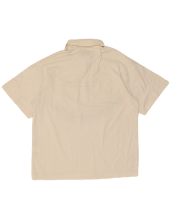 Ellesse Womens Polo Shirt IT 44 Medium White Floral Cotton