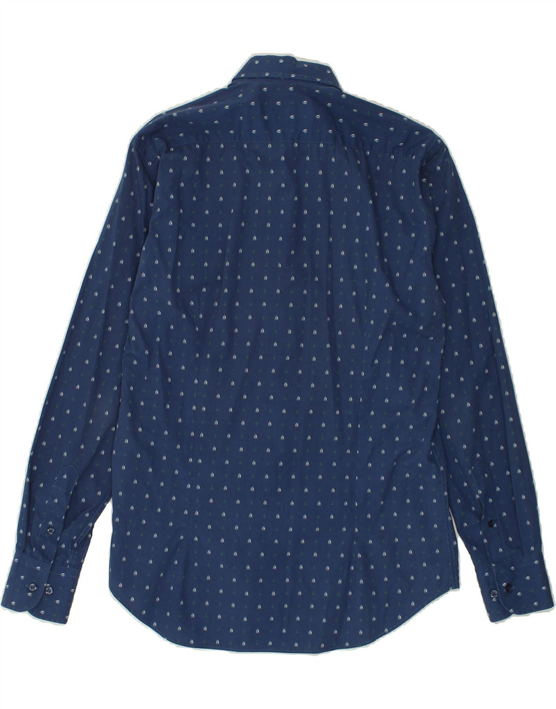 ETRO Mens Shirt Size 38 Medium Navy Blue Geometric Cotton | Vintage Etro | Thrift | Second-Hand Etro | Used Clothing | Messina Hembry 