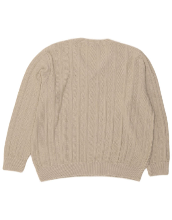 Marks & Spencer Mens V-Neck Jumper Sweater Large Beige Acrylic
