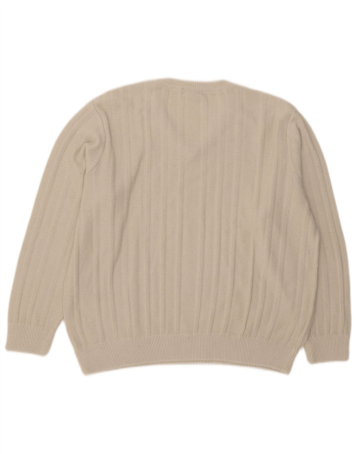 Marks & Spencer Mens V-Neck Jumper Sweater Large Beige Acrylic
