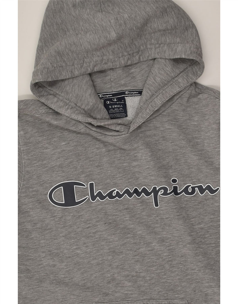 CHAMPION Mens Graphic Hoodie Jumper XS Grey Cotton | Vintage Champion | Thrift | Second-Hand Champion | Used Clothing | Messina Hembry 