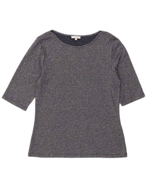 Reiss Womens Top 3/4 Sleeve UK 14 Large Navy Blue Flecked Viscose