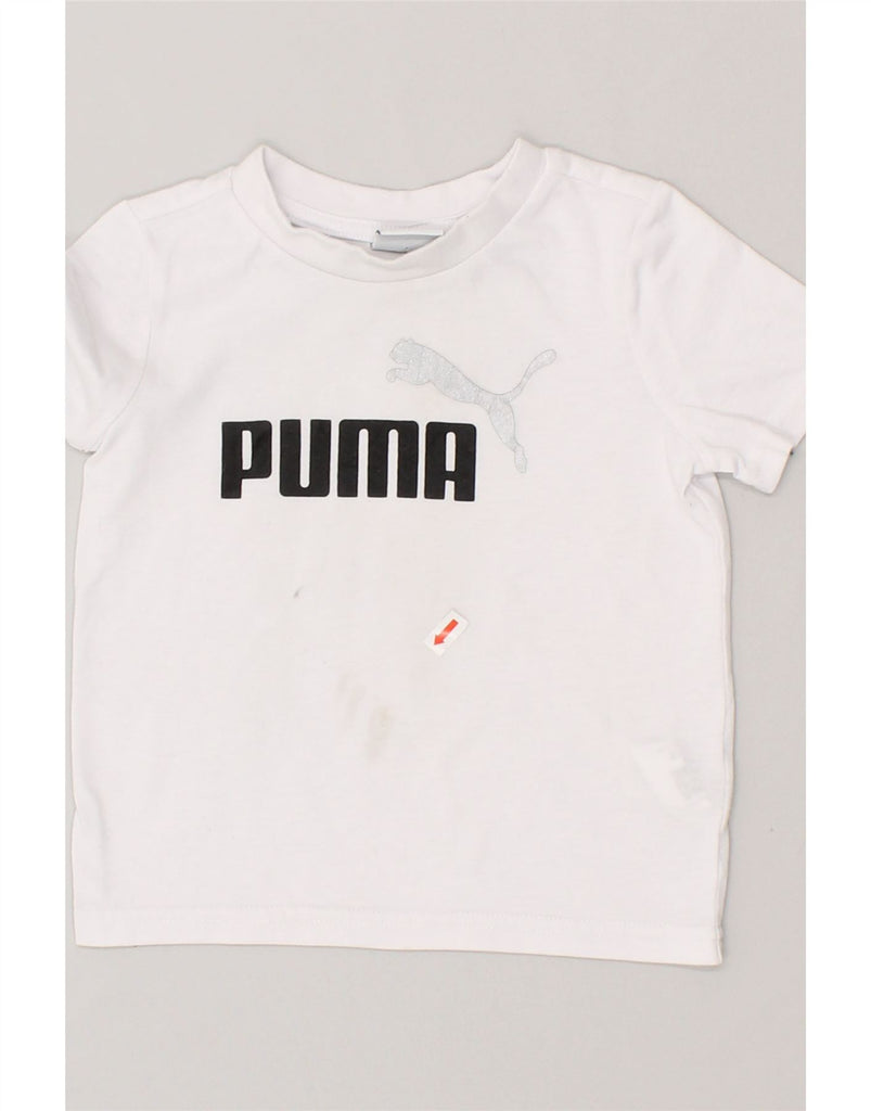PUMA Baby Boys Graphic T-Shirt Top 12-18 Months White Cotton | Vintage Puma | Thrift | Second-Hand Puma | Used Clothing | Messina Hembry 