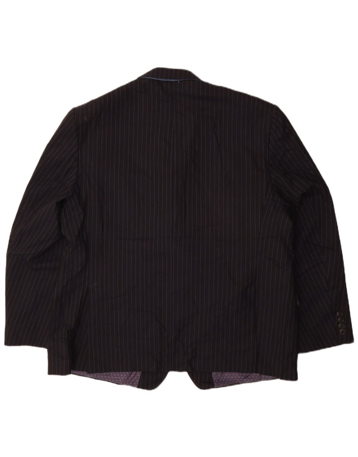 Marks & Spencer Mens 2 Button Blazer Jacket UK 48 4XL Navy Blue Pinstripe