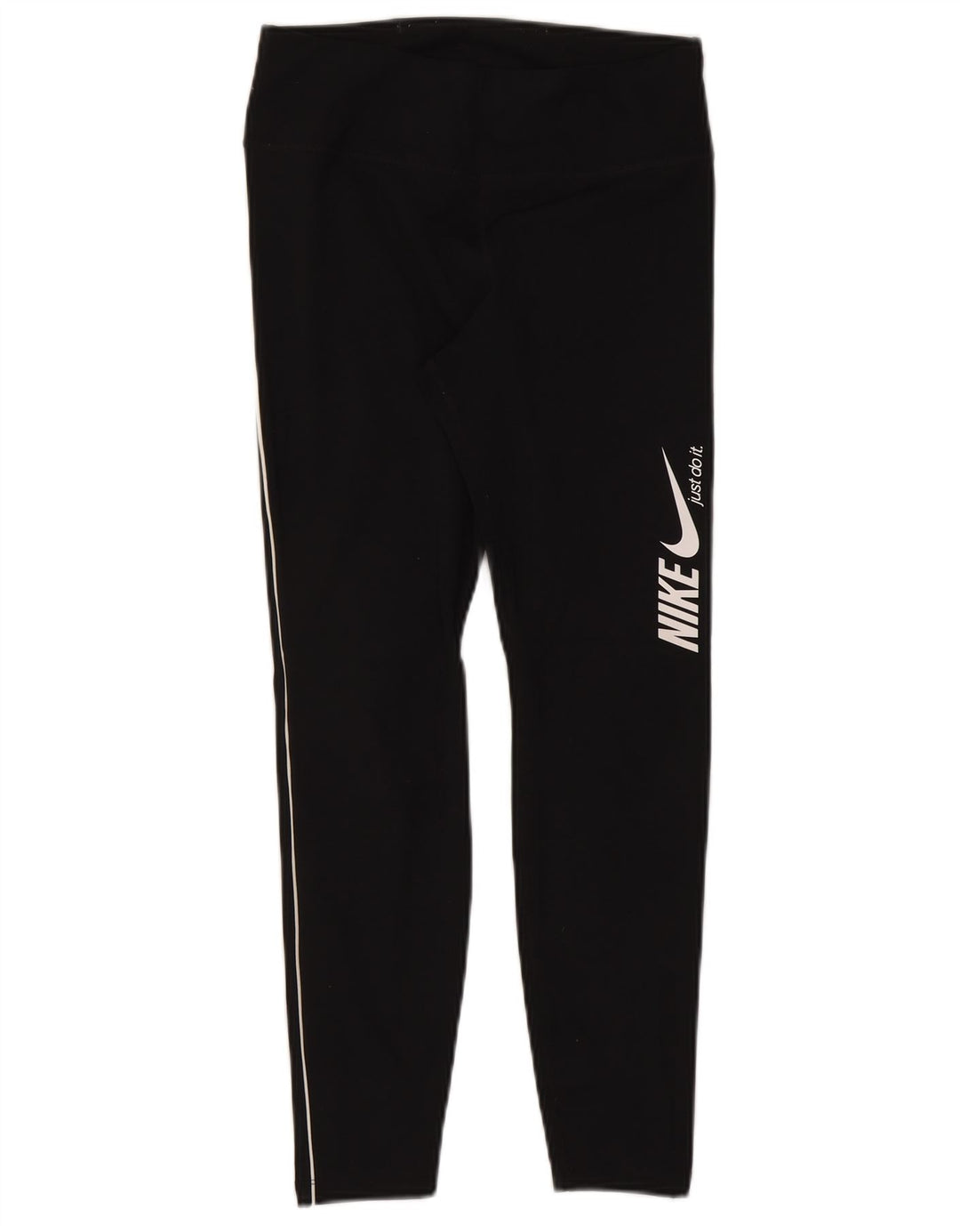 Nike Womens Dri Fit Graphic Crop Leggings UK 12 Medium Black Polyester