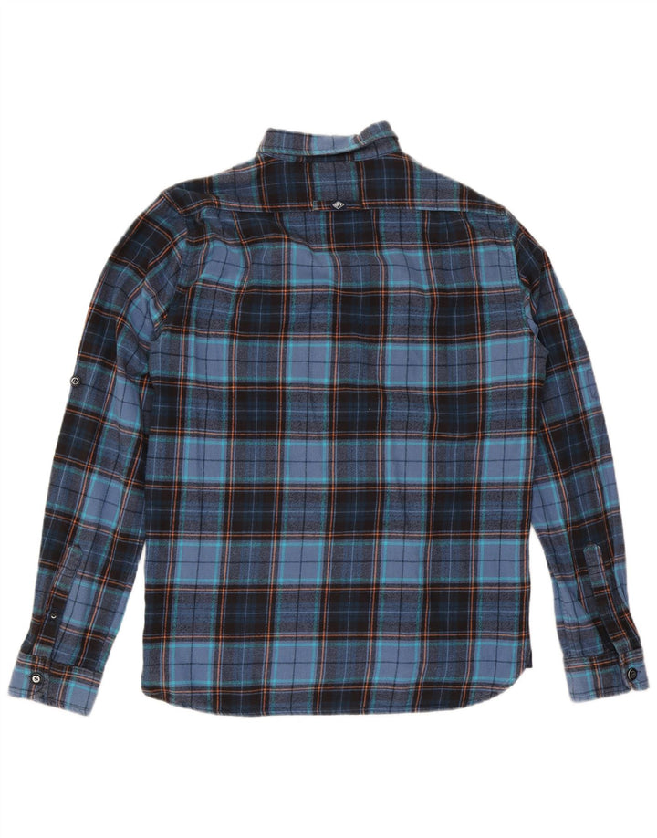 Superdry Mens Flannel Shirt XL Navy Blue Check Cotton