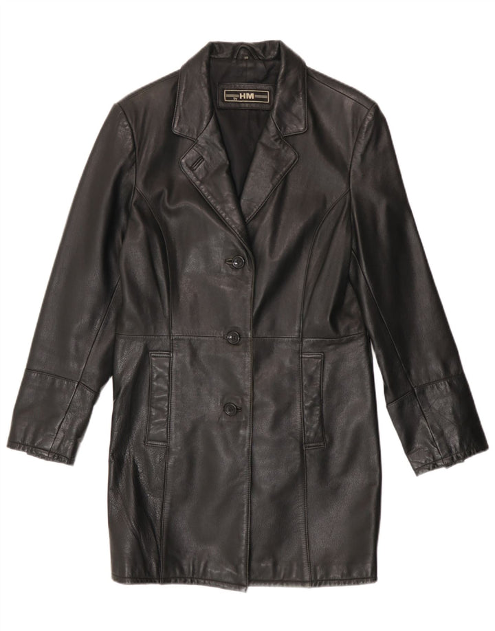 Vintage Womens Leather Coat EU 38 Medium Black