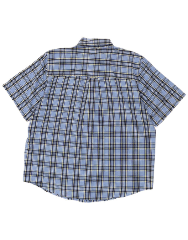 Chaps Mens Short Sleeve Shirt Large Blue Check Cotton