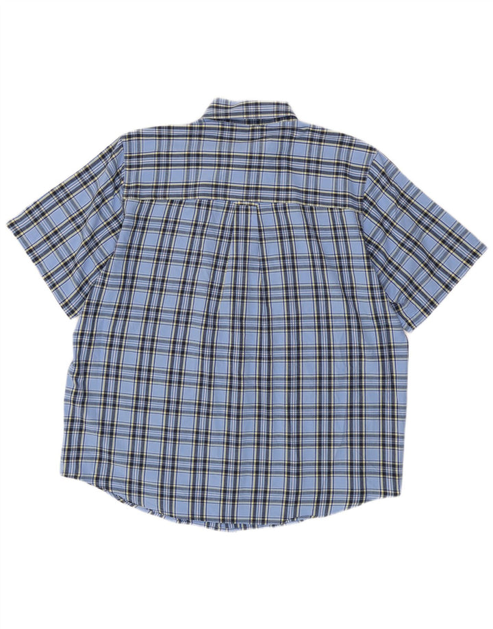Chaps Mens Short Sleeve Shirt Large Blue Check Cotton