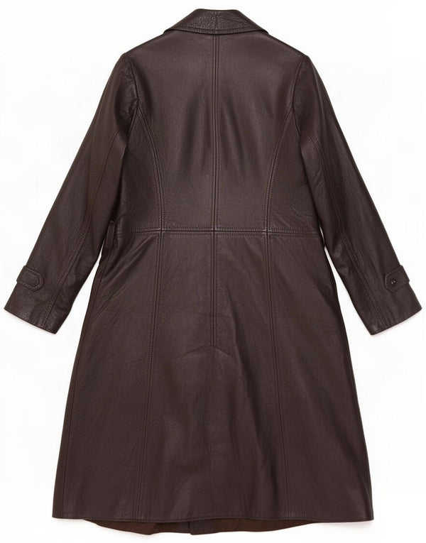 Vintage Womens Leather Coat UK 14 Medium Brown
