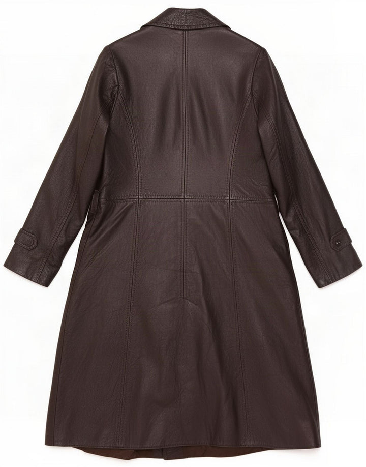 Vintage Womens Leather Coat UK 14 Medium Brown