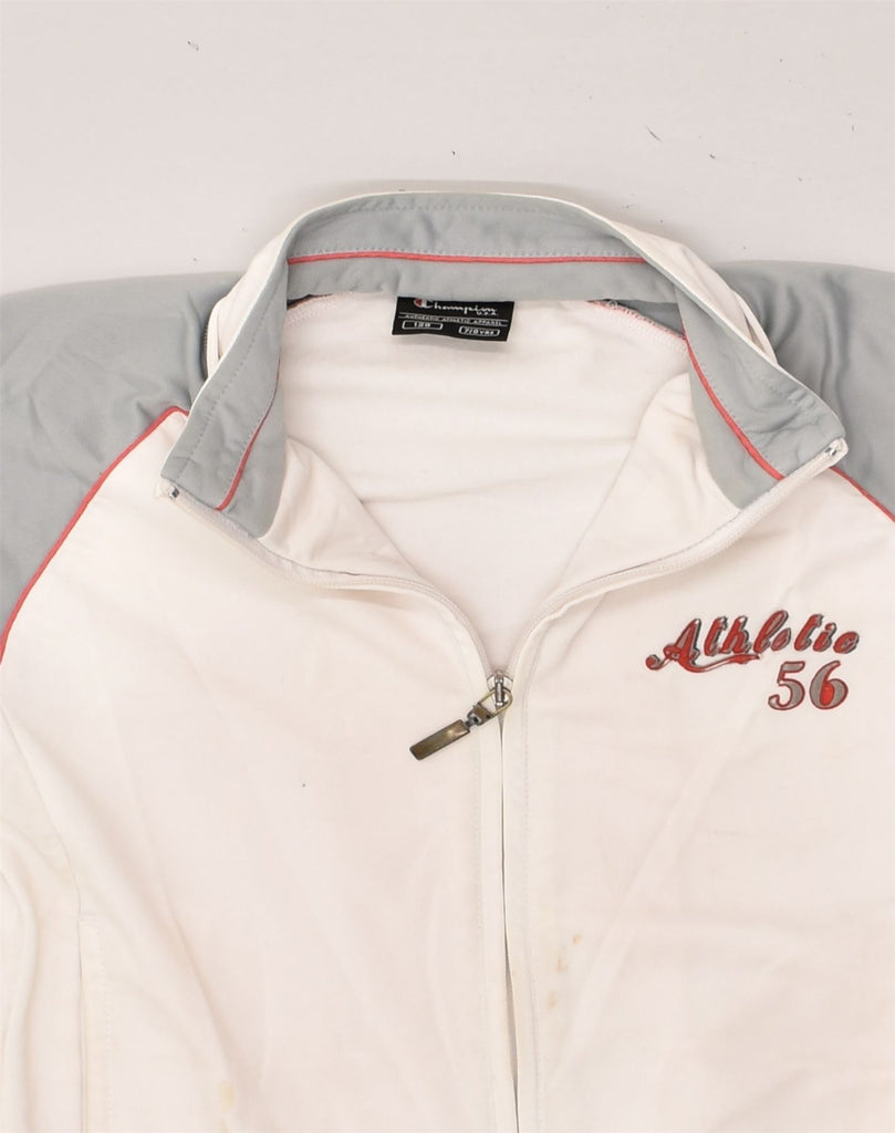 CHAMPION Boys Tracksuit Top Jacket 7-8 Years White Colourblock Polyester | Vintage Champion | Thrift | Second-Hand Champion | Used Clothing | Messina Hembry 