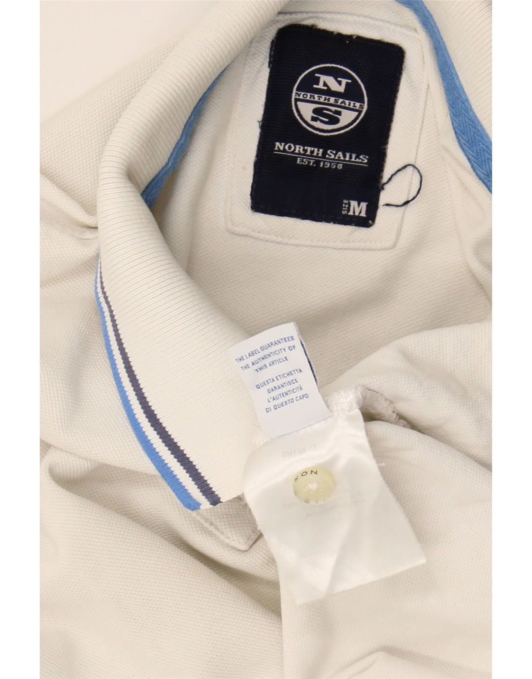 NORTH SAILS Mens Polo Shirt Medium White Cotton
