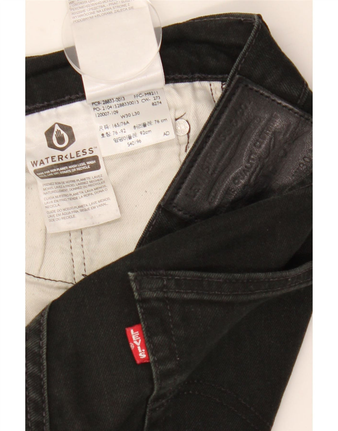 Levi's Mens Slim Jeans W30 L30 Black Cotton