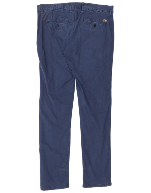 ZARA Mens Slim Chino Trousers EU 44 Large W36 L33 Navy Blue Cotton