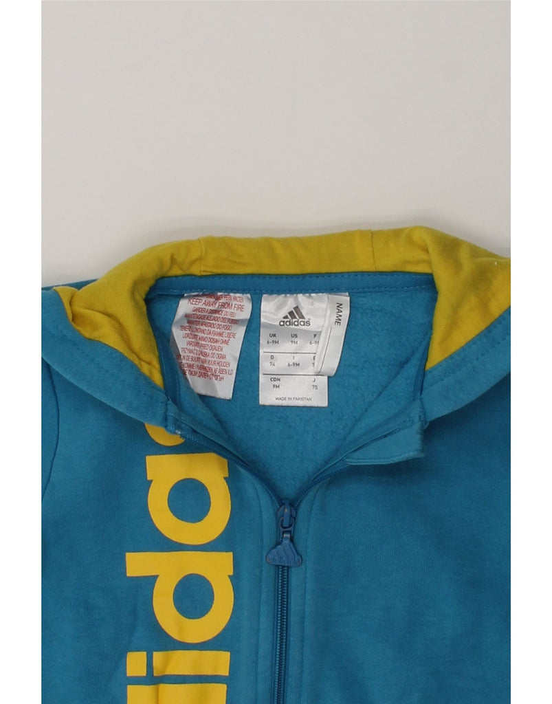 ADIDAS Baby Boys Graphic Zip Hoodie Sweater 6-9 Months Blue Cotton | Vintage Adidas | Thrift | Second-Hand Adidas | Used Clothing | Messina Hembry 