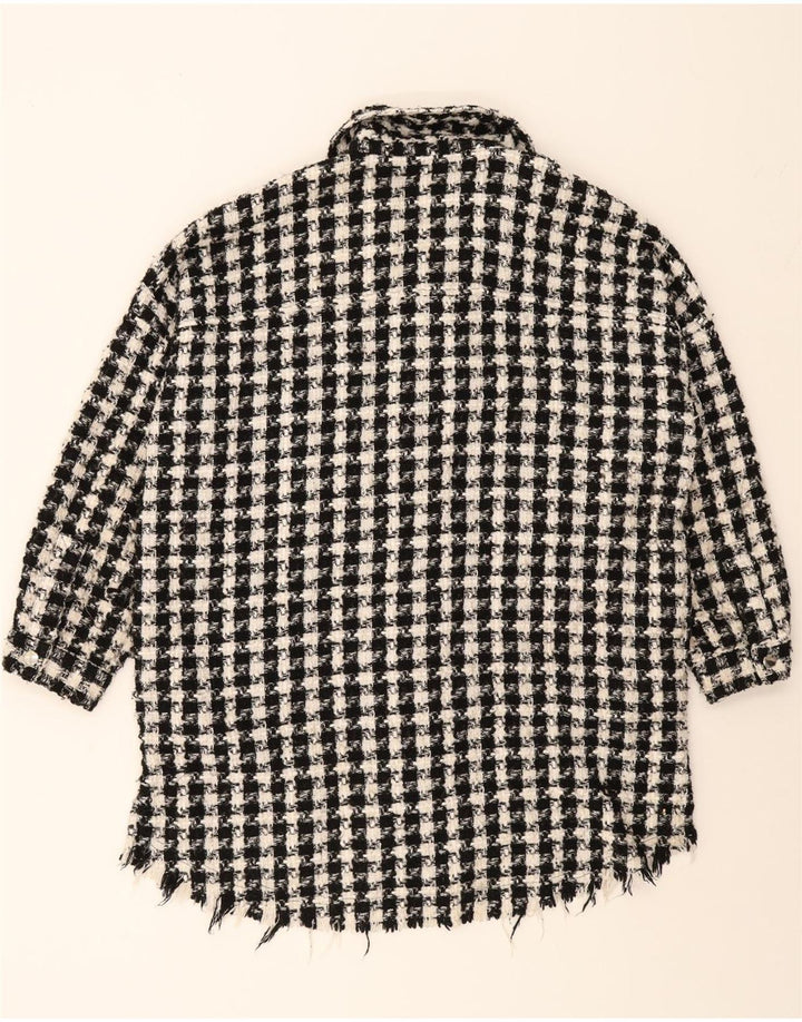 ZARA Womens Oversized Overshirt Shirt UK 10 Small Black Houndstooth Vintage Zara and Second-Hand Zara from Messina Hembry 