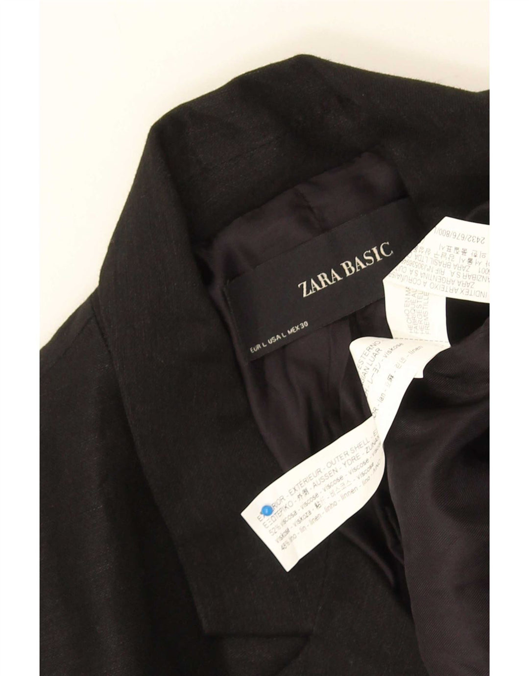Zara Womens Wrap Blazer Jacket UK 16 Large Black Viscose