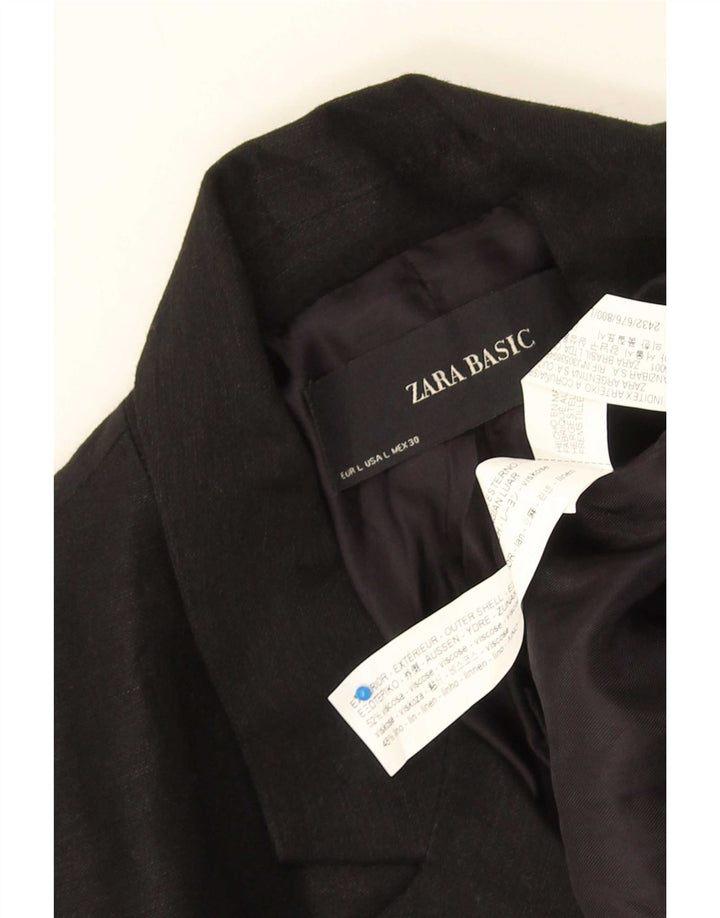 Zara Womens Wrap Blazer Jacket UK 16 Large Black Viscose