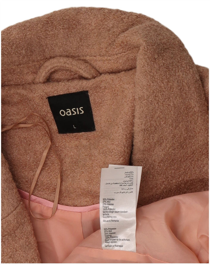 Oasis Womens Overcoat UK 16 Large Brown Polyester