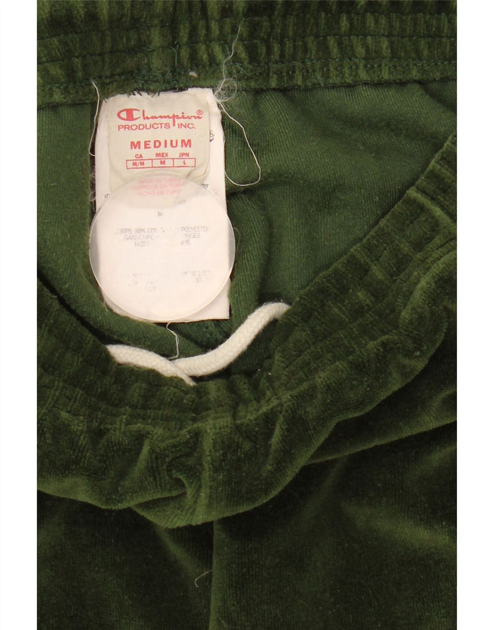 Champion Womens Velour Tracksuit Trousers Joggers Medium Green Cotton