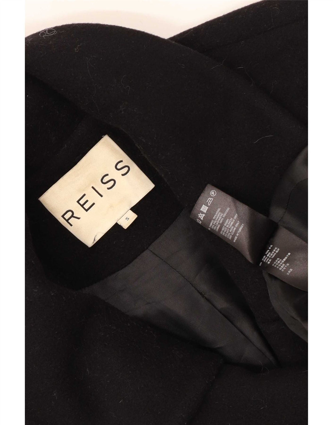 Reiss Womens Oversized Overcoat UK 10 Small Black Wool