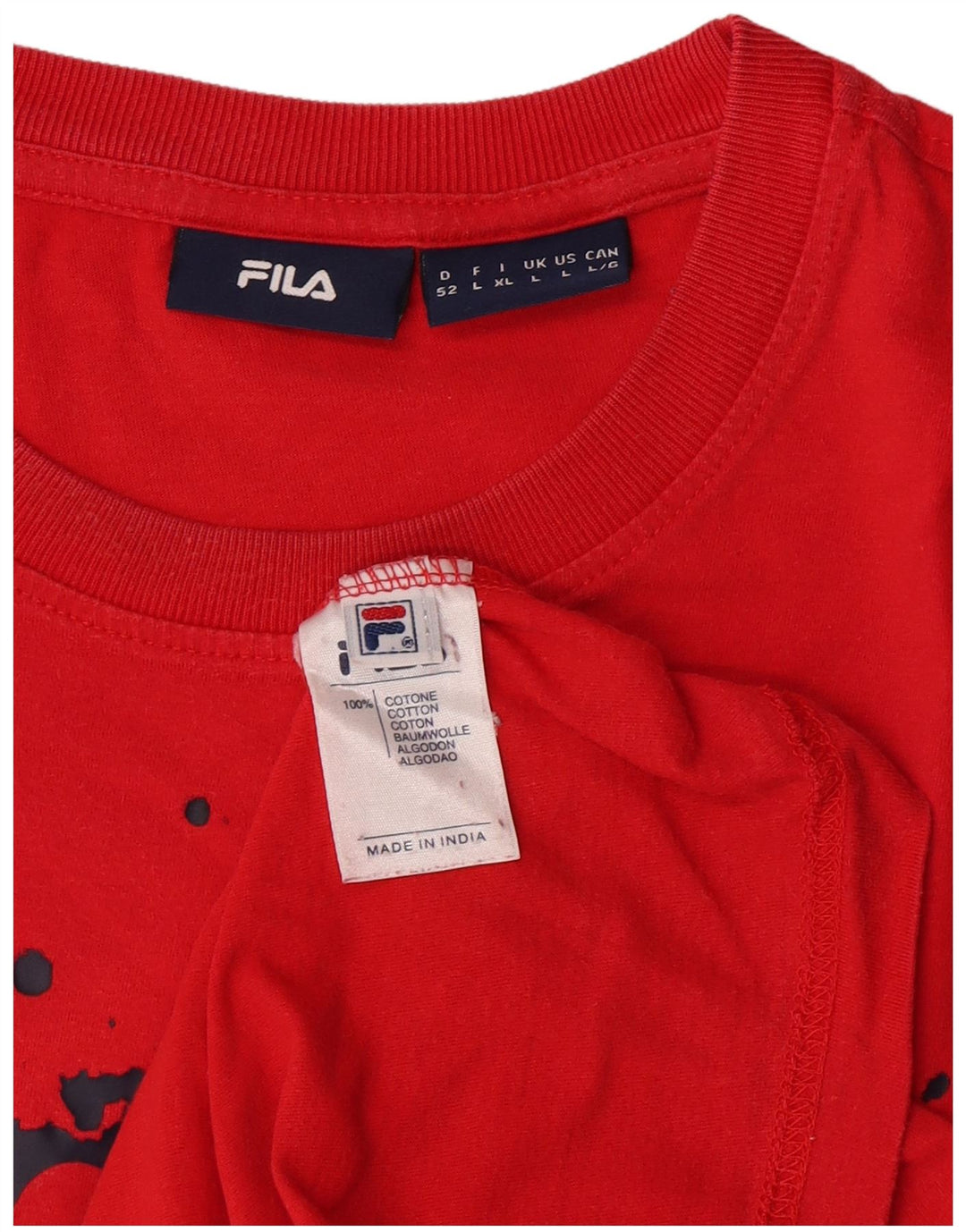 Fila Mens Graphic T-Shirt Top Large Red Cotton