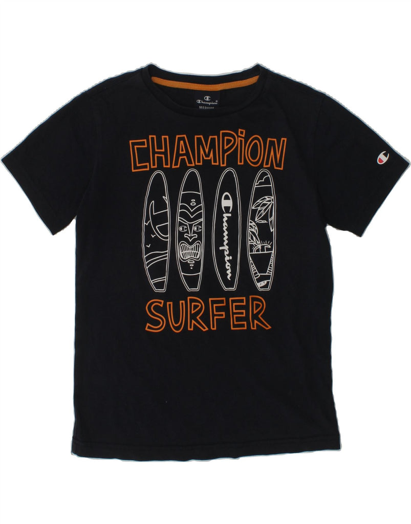 CHAMPION Boys Graphic T-Shirt Top 9-10 Years Medium  Navy Blue Cotton | Vintage Champion | Thrift | Second-Hand Champion | Used Clothing | Messina Hembry 