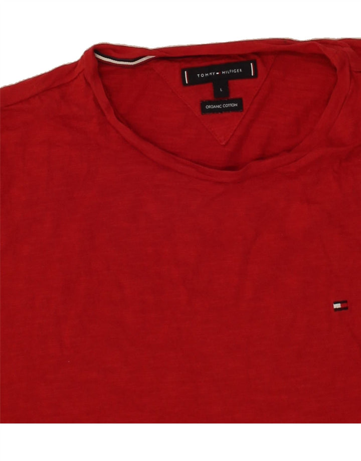 TOMMY HILFIGER Mens T-Shirt Top Large Red Cotton Vintage Tommy Hilfiger and Second-Hand Tommy Hilfiger from Messina Hembry 