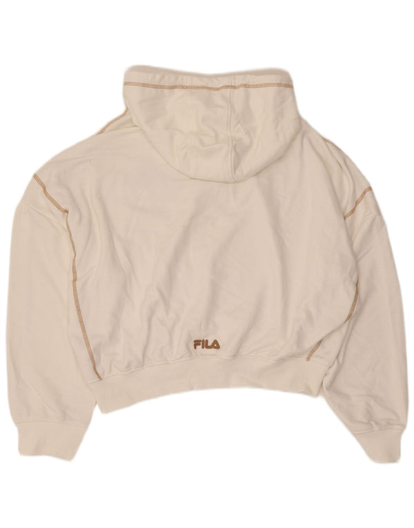 Fila Womens Crop Oversized Hoodie Jumper UK 16 Large White Cotton