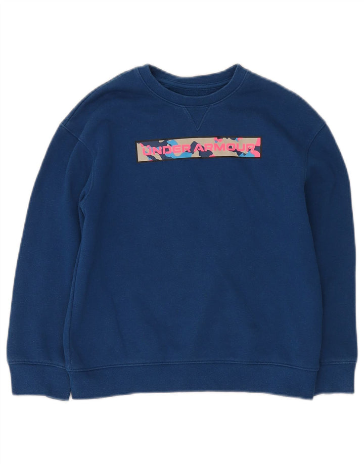 Under Armour Boys Cold Gear Graphic Sweatshirt Jumper 7-8 Years Small Blue