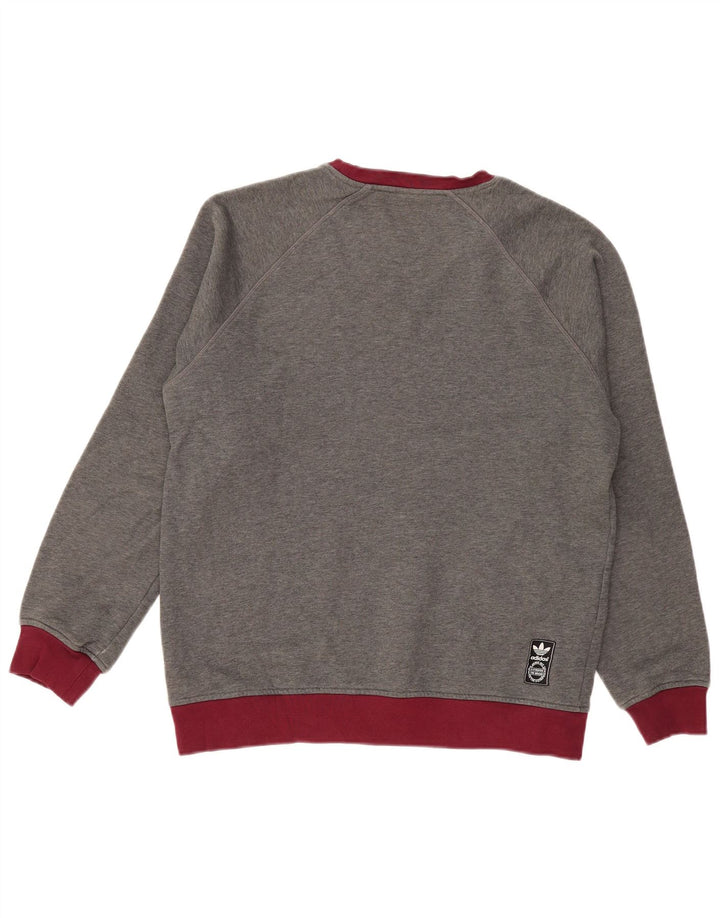 Adidas Mens Sweatshirt Jumper Medium Grey Colourblock Cotton