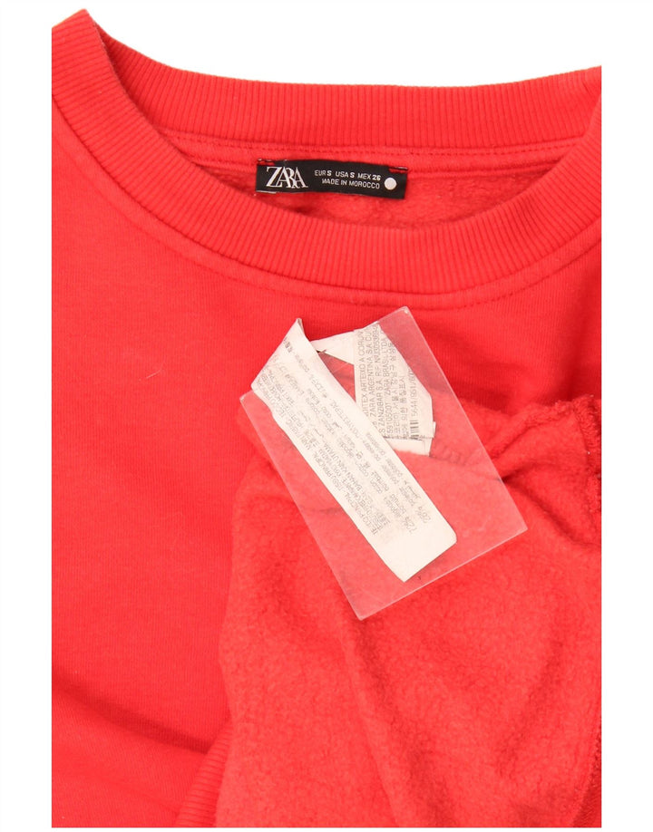 Zara Womens Sweatshirt Jumper UK 14 Medium Red Cotton