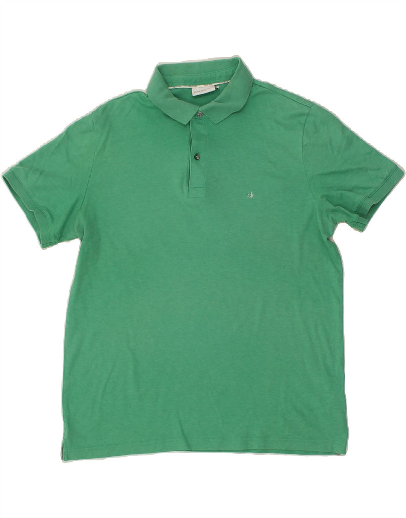 CALVIN KLEIN Mens Slim Fit Polo Shirt XL Green Cotton Vintage Calvin Klein and Second-Hand Calvin Klein from Messina Hembry 