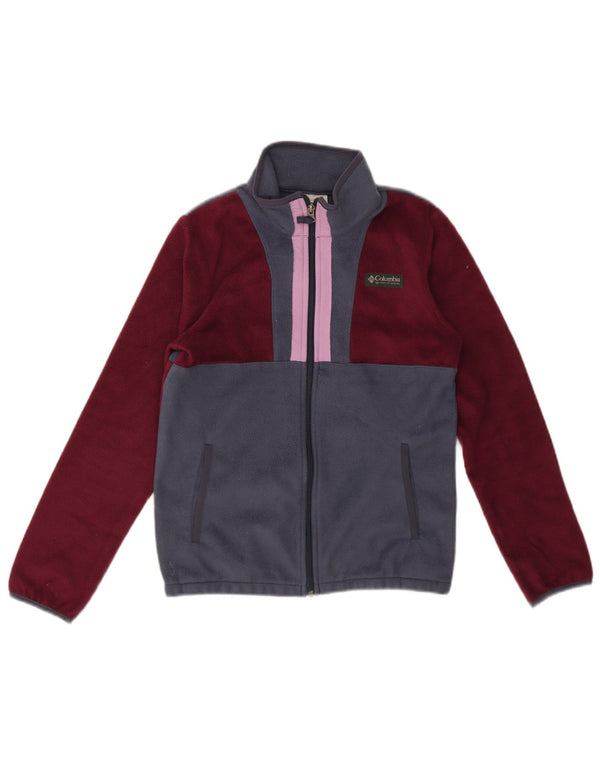 Columbia Girls Fleece Jacket 14-15 Years Large Burgundy Colourblock