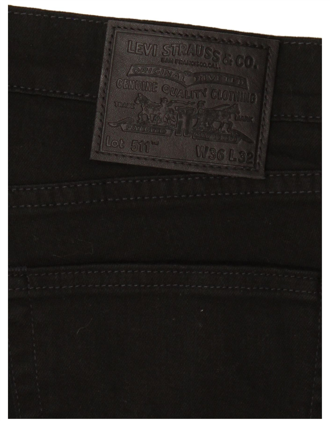 LEVI'S Mens 511 Slim Jeans W36 L32 Black Cotton