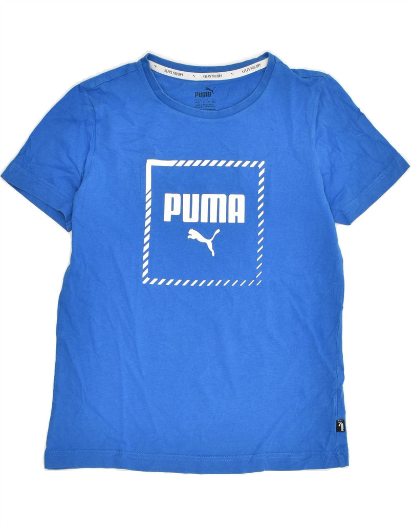 PUMA Boys Graphic T-Shirt Top 11-12 Years Blue Cotton | Vintage Puma | Thrift | Second-Hand Puma | Used Clothing | Messina Hembry 