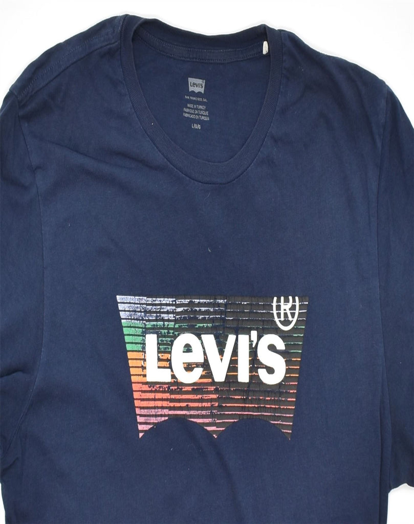 LEVI'S Mens Graphic T-Shirt Top Large Navy Blue | Vintage | Thrift | Second-Hand | Used Clothing | Messina Hembry 