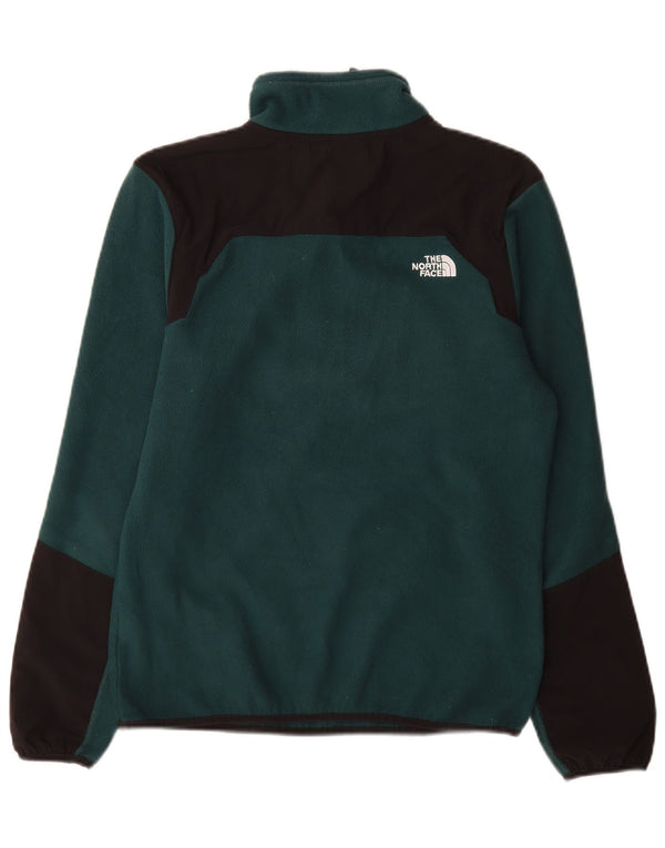 The North Face Mens Zip Neck Fleece Jumper Medium Green Colourblock