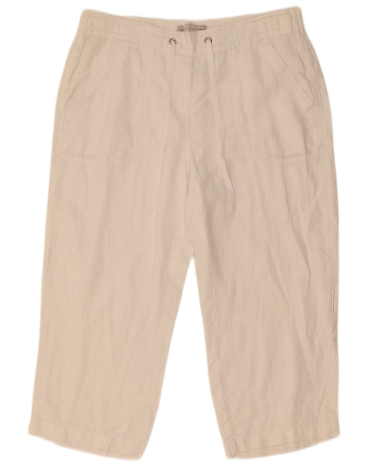 Marks & Spencer Womens Straight Capri Trousers W32 L21 White Linen